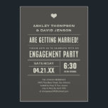 Engagement Party Invitations<br><div class="desc">Engagement party invitations with a charcoal coloured design that is both unique,  and modern. Customise the wording for your party.</div>