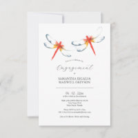 Engagement Party Invitations Red Dragonfly
