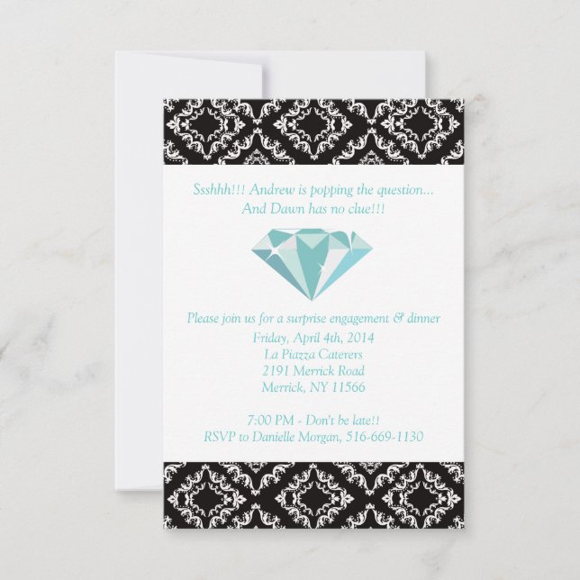 Engagement Party Invitations (Teal) - Danielle (Front)