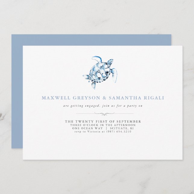 Engagement Party Invitations Watercolor Beach (Front/Back)