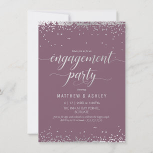 Engagement Party Invite, Elegant Silver, Lavender Invitation