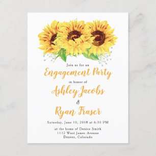 Engagement Party Invite Yellow Sunflower