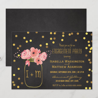 Engagement Party Mason Jar Confetti Chalkboard Invitation