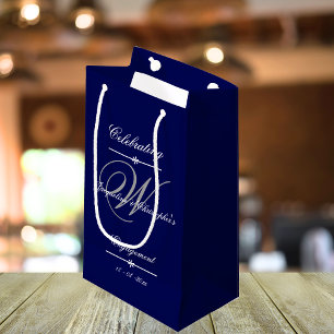 Engagement Party Modern Monogram Script Cool Chic Small Gift Bag