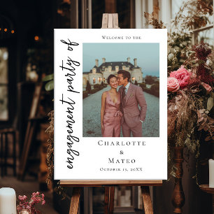 Engagement party modern photo welcome poster