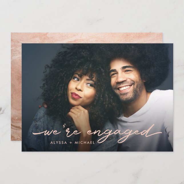 Engagement Party | Photo and Faux Rose Gold Back Invitation (Front/Back)