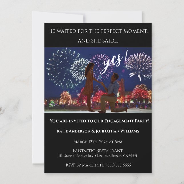 Engagement Party-Photo-Fireworks Backdrop-  Invitation (Front)