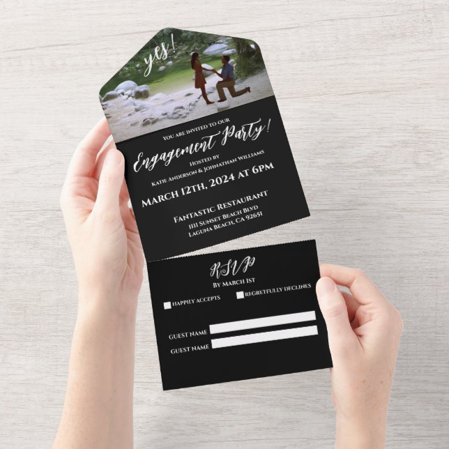Engagement Party-Photo-Greenery Lake Backdrop- All In One Invitation (Tearaway)