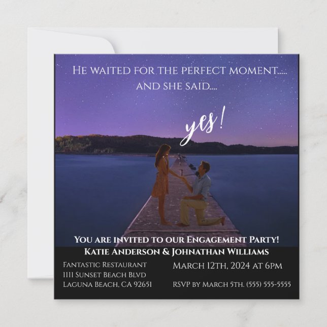 Engagement Party-Photo-Night sky Backdrop- Invitation (Front)
