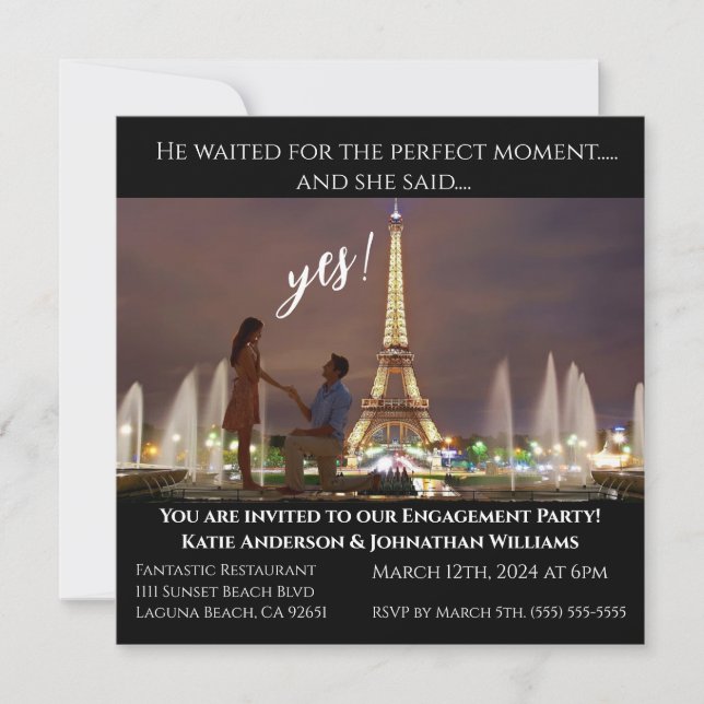 Engagement Party-Photo-Paris Backdrop-  Invitation (Front)