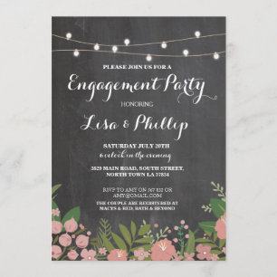 Engagement Party Rustic Shower Floral Chalk Invite