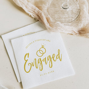 Engagement Party Script Lettering Gold Napkin