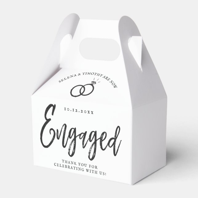 Engagement Party Script Lettering | Round Paper Co Favour Box (Front Side)