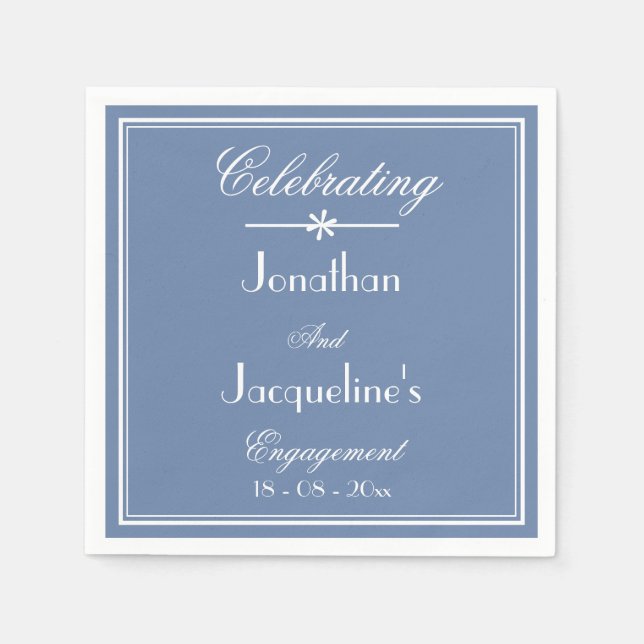 Engagement Party Script Rustic Dusty Blue Paper  Napkin (Front)