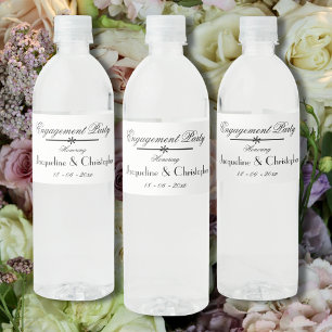 Engagement Party Simple Modern Script Names Chic  Water Bottle Label