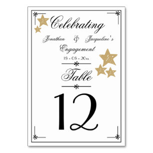 Engagement Party Stars Simple Elegant Script Name Table Number