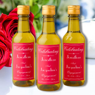 Engagement Party Thank You Favor Red & White Mini Wine Label