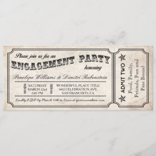 Engagement Party Vintage Ticket Invitations
