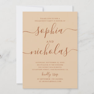 Engagement Party   Warm Peach Sand Script Wedding Invitation