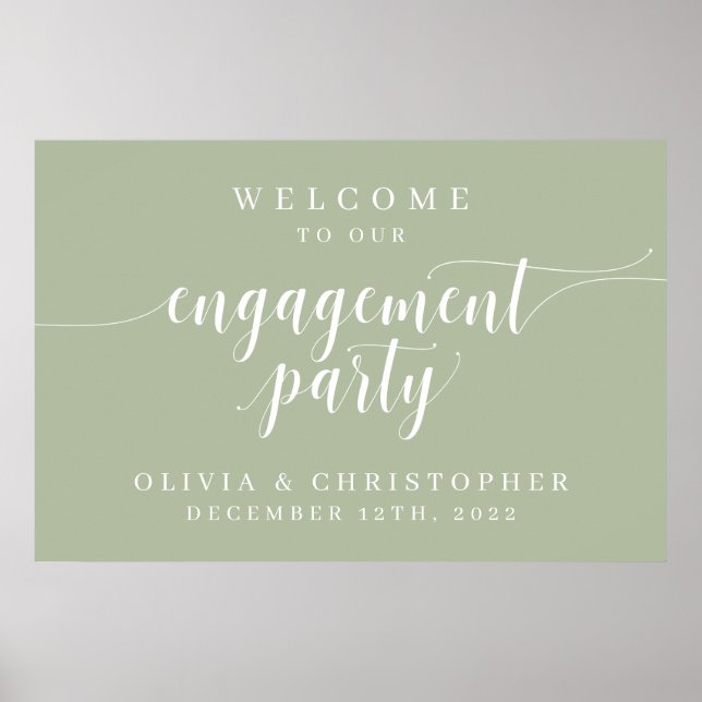 Engagement Party Welcome Poster Sage (Front)