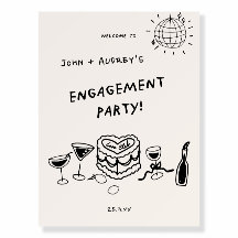 Engagement Party Welcome Sign Template Hand Drawn 