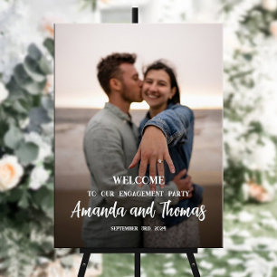 Engagement party welcome sign with photo