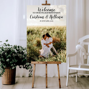 Engagement party welcome sign with photo