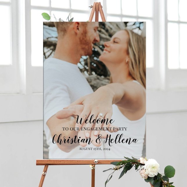 Engagement party welcome sign with photo (Creator Uploaded)