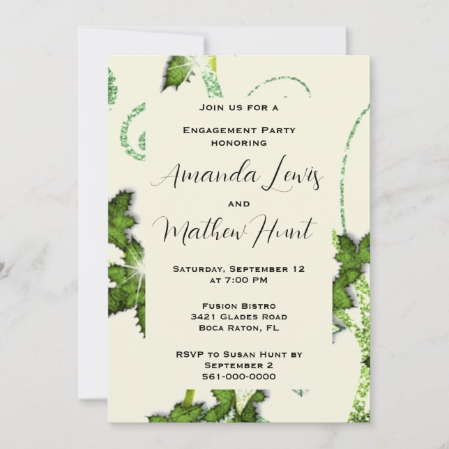 Engagement Party Whimsical Glitter Invitation (Front)