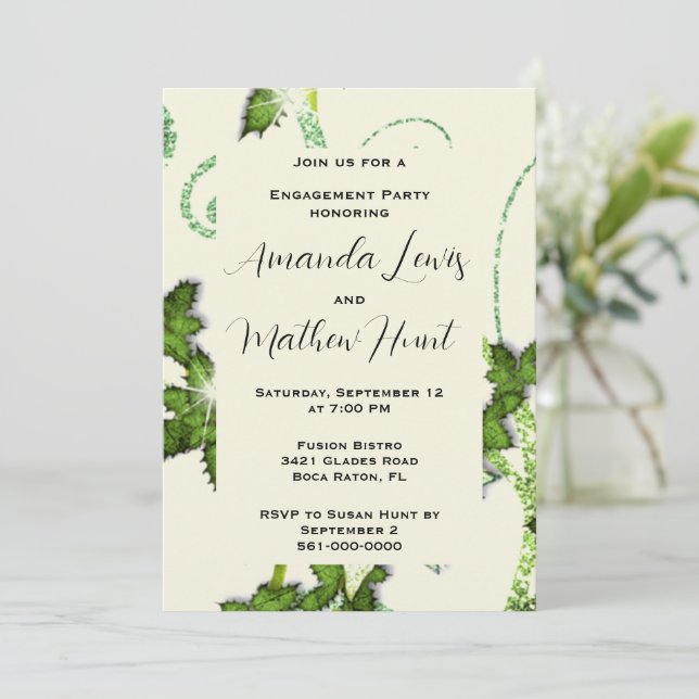 Engagement Party Whimsical Glitter Invitation (Standing Front)