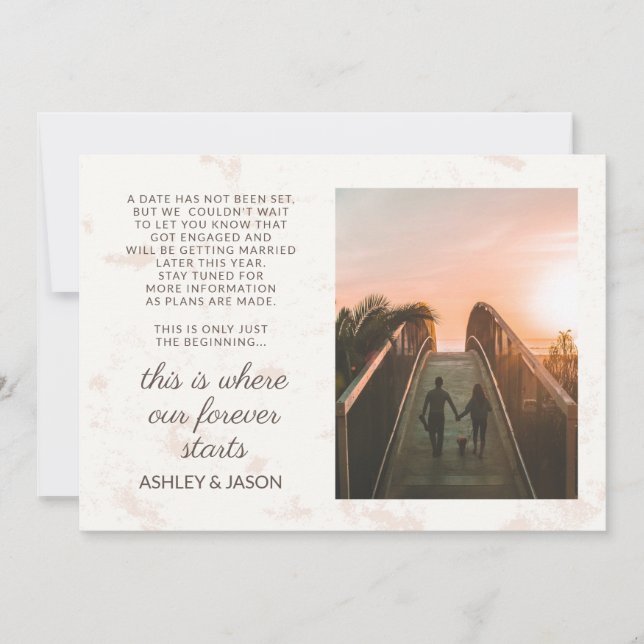 Engagement Photo Announcement Our Forever Starts (Front)