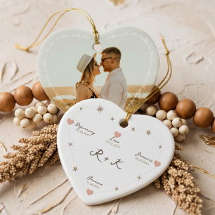 Engagement Photo Heart Constellation Keepsake  Ceramic Tree Decoration