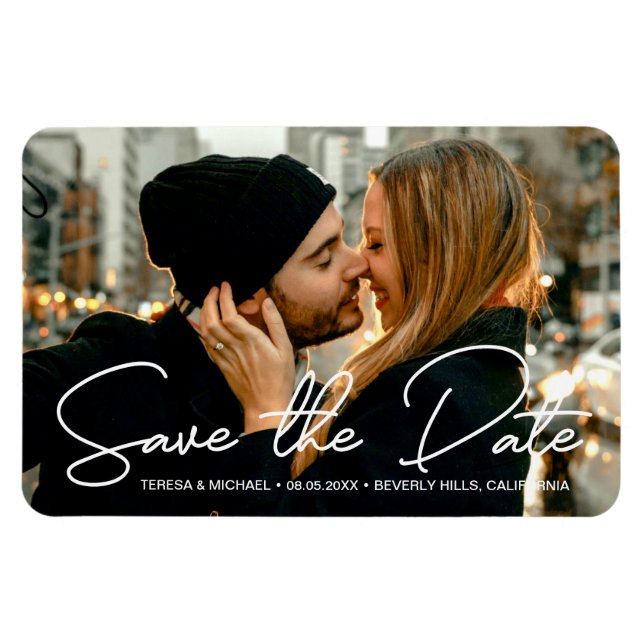 Engagement Photo Modern Save the date Script Magnet (Horizontal)