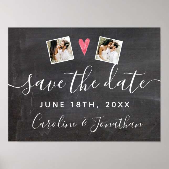 Engagement Photo Prop Chalkboard Save the Date Poster (Front)