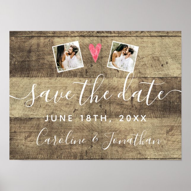 Engagement Photo Prop Wood Sign For Save the Date (Front)