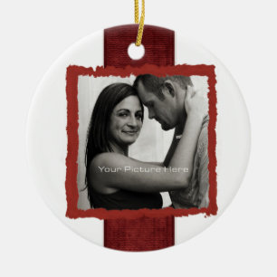 Engagement Photo Rustic Christmas Wedding Ceramic Tree Decoration