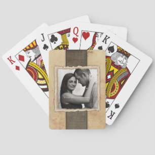 Engagement Photo Rustic Vintage Wedding Playing Cards