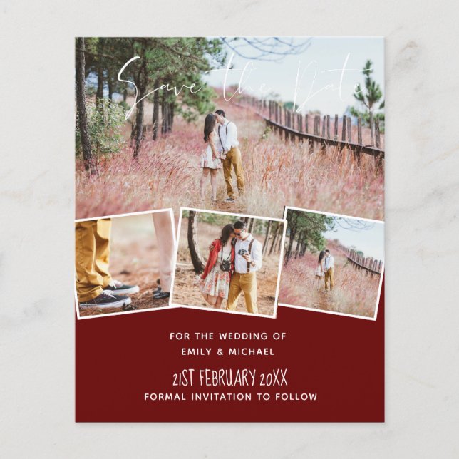 Engagement Photo Save the Date Custom Colour BUDGE (Front)