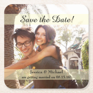 Engagement Photo Wedding Save the Date Square Paper Coaster