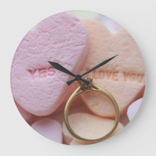 Engagement ring clock candy hearts