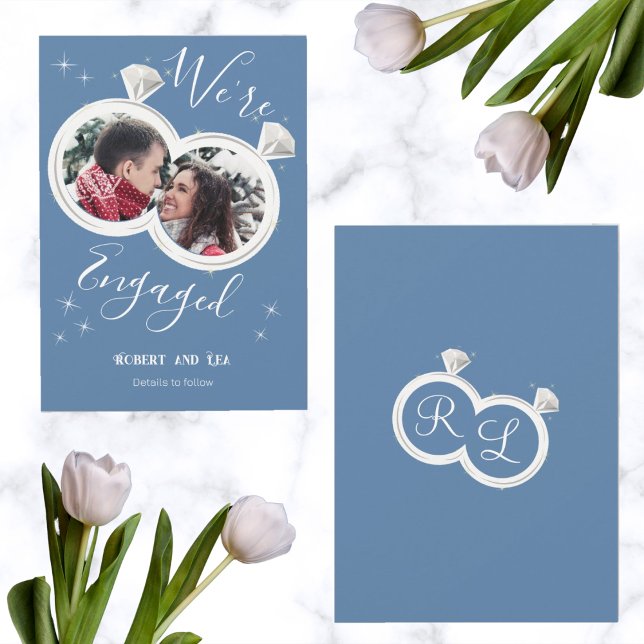 Engagement Ring Couple's Photo We're Engaged Announcement (Creator Uploaded)