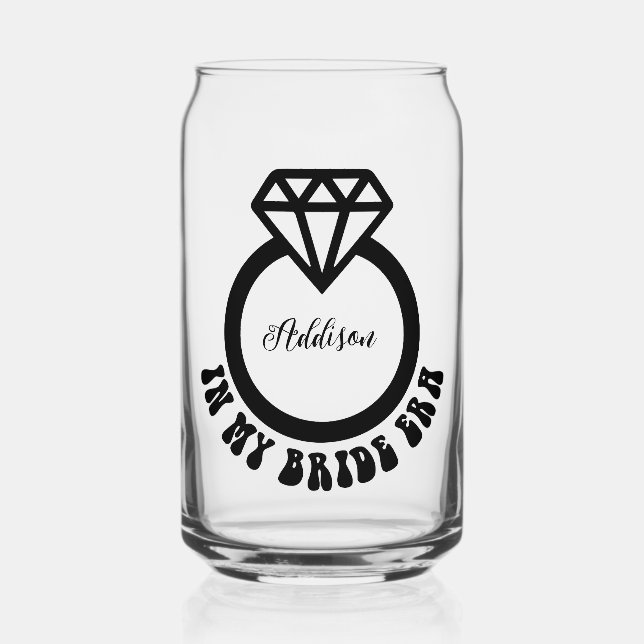 Engagement Ring In My Bride Era Retro Bubble Font Can Glass (Front)