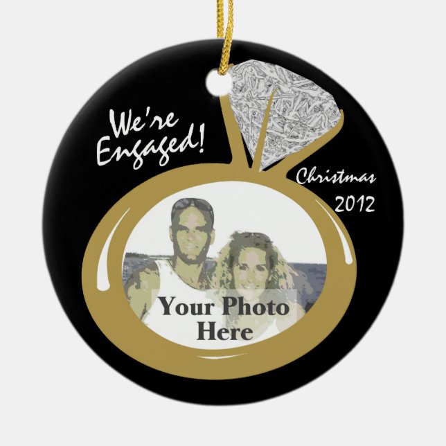 Engagement Ring Photo Ceramic Tree Decoration (Front)