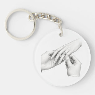 Engagement Ring Proposal Hands Merchandise Key Ring