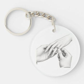 Engagement Ring Proposal Hands Merchandise Key Ring