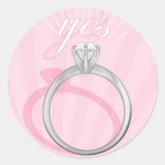 Engagement Ring "Yes" - pink Classic Round Sticker
