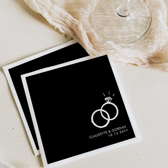 Engagement Rings | Engagement Party Black Napkin (Creator Uploaded)