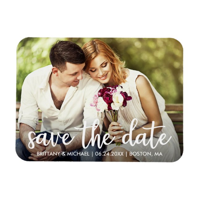 Engagement Save The Date Modern Photo Magnet (Horizontal)