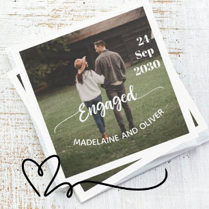 Engagement Simple Photo Modern  Napkin