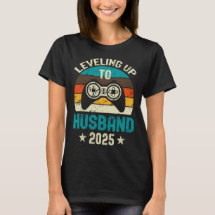 Engagement Tee For Gamer Groom Levelling Up To Hus